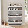 Farmhouse Shoe Storage Cabinet with Flip Drawers, Adjustable Shelves, Modern Hidden Slim Narrow Shoe Rack Cabinet for Entryway, Nature - 4 of 4