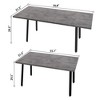 Gulches Expandable Dining Table, 55.12-70.87" Rectangular MDF Table, Medieval Style, Black Metal Legs, Seats 4-6 People - 2 of 4
