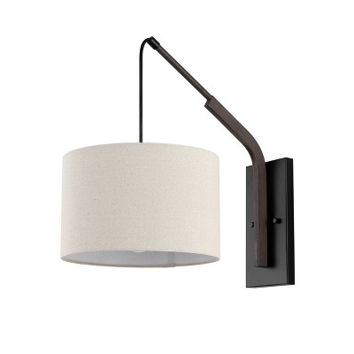 Noldita 19" Black Iron Wall Sconce with Fabric Shade