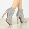 Allegra K Women's Glitter Platform Chunky Heeled Open Toe Ankle Boots - 2 of 4