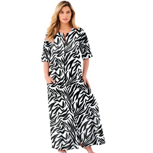 Dreams & Co. Women's Plus Size Long French Terry Zip-front Robe, M