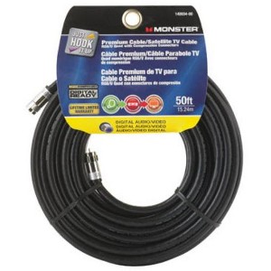 Monster 140034-00 Rg6 Quad Video Coaxial Cable, 50', 70 Ohm, Black - 1 of 1
