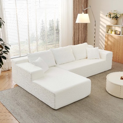 KWPZQEB 104" Cloud Modern Modular Sectional Sofawith L-Shape Chaise & Deep Seat, 3-Seater Upholstered Couches for Living Room, No Assembly