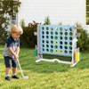 Costway Giant 4-in-a-Row Game Set with Ring-toss, Basketball Hoop, Golf Club & Cup Holders Light Blue + Gray - 4 of 4