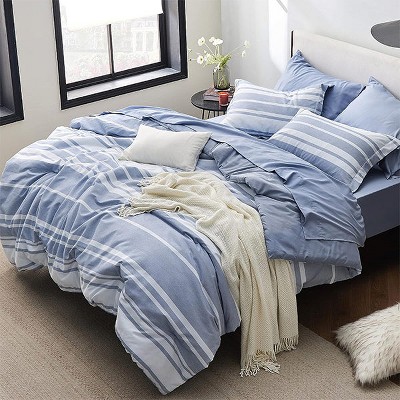 Hub Styler Twin White Stripe Bedding Set