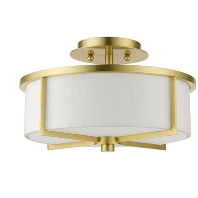 Satin Brass Contemporary 2-Light LED Drum Flush Mount