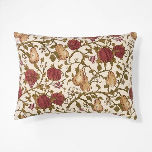 Printed Harvest Lumbar Throw Pillow Red cream Threshold Designed With Studio Mcgee Cotton Linen Botanical Design Indoor Use Target