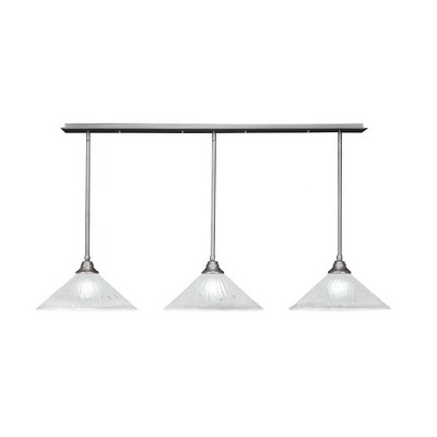 Toltec Lighting Stem 3 - Light Chandelier in  Brushed Nickel with 16" Frosted Crystal Shade