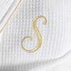 Linum Home Textiles Hotel 100% Turkish Cotton Waffle Terry Personalized White Bathrobe with Gold Satin Piped Trim in Gold Script Font - 2 of 2