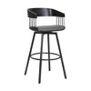 HomeRoots 27" Gray and Black Faux Leather with Metal Swivel Counter Height Bar Chair - 4 of 4