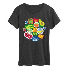 Women's - Instant Message - Fruit Stamps Short Sleeve Graphic T-Shirt - 1 of 4