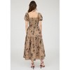 August Sky Women's Floral Print Textured Sweetheart Neck Tiered Midi Dress - 2 of 4