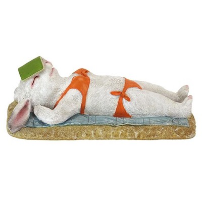 Hand-Painted Resin Beach Bunny Garden Statue