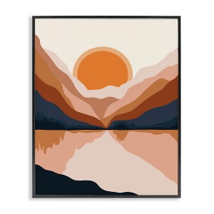 Stupell Industries Vibrant Orange Sunrise Minimal Mountain Lake Abstraction, 16" x 20" - 1 of 4