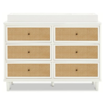 Warm White and Honey Cane 6-Drawer Dresser with Soft Close