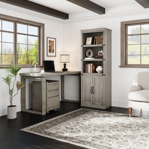 5 Tier Book case with Cabinet, Farmhouse Book Shelf with Storage Doors, 68.7" Tall Wooden 5 Shelf Case for Home Office - 1 of 4