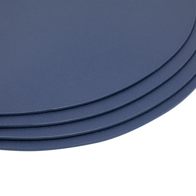 Navy Blue Faux Leather Placemats with Coasters, Set of 8