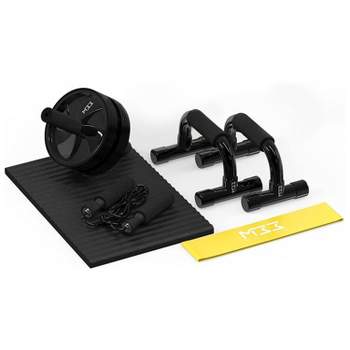 HYDRATE Gym Kit Equipment Abs Roller Wheel Workout Set with Knee Pad, Push Up Handles Bars, Skipping Rope and Resistance Band