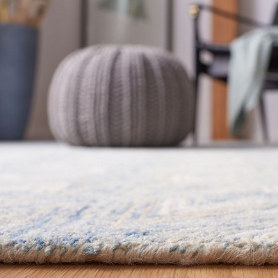 Blue and Beige Tufted Handmade Wool Area Rug, 9' x 12'