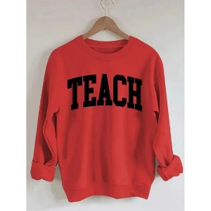 Women Pullover Crewneck Casual Oversized Long Sleeve Tops Fall Winter Blouses - 1 of 3
