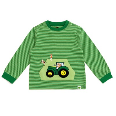 John Deere Tractor Construction 2fer Waffle Knit Long Sleeve T-Shirt Toddler