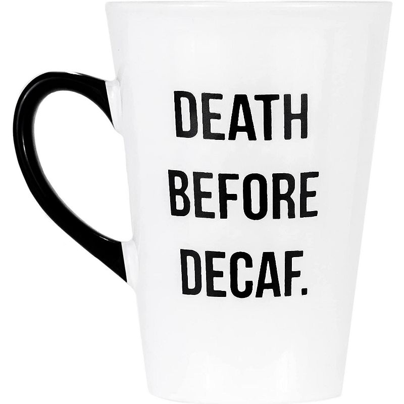 Amici Home Death Before Decaf Coffee Mug, For Coffee, Tea, or Any Beverages, Black Lettering on White Mug, Microwave & Dishwasher Safe,20-Ounce, 1 of 6