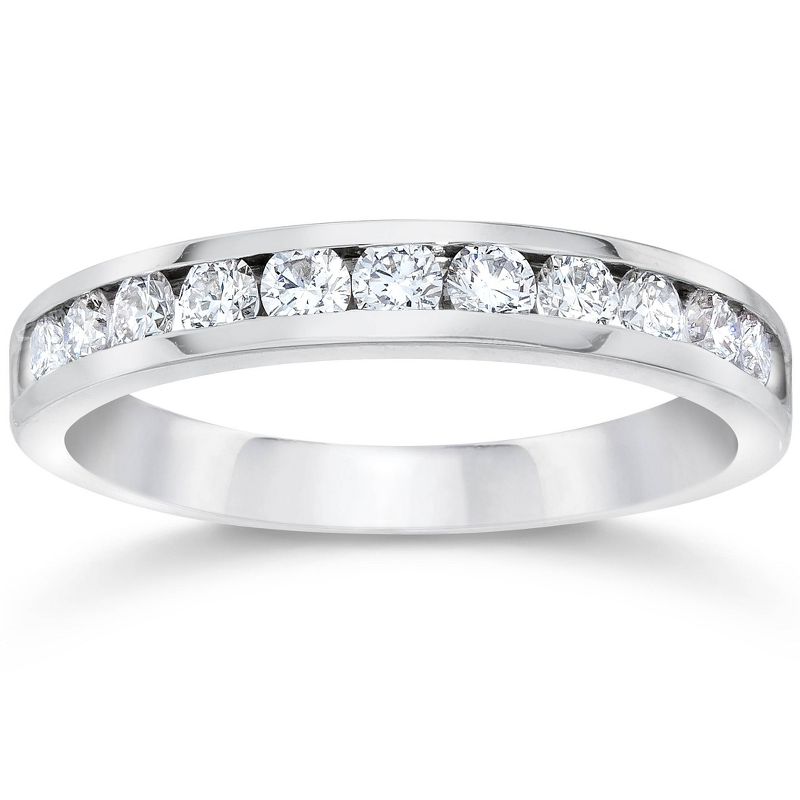 Pompeii3 1/2ct Channel Set Diamond Wedding Ring 14K White Gold, 1 of 3