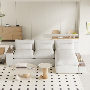 L-shaped Modular Sectional Sofa with Removable Back Cushions,3 Pillows and 2 Storage Spaces,Suitable for Living rooms,Offices and Apartments - 1 of 4