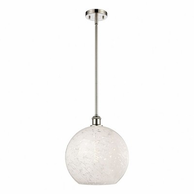 White Mouchette - 1 Light Stem Hung Pendant In Modern Style-13.5 Inches Tall and 12 Inches Wide