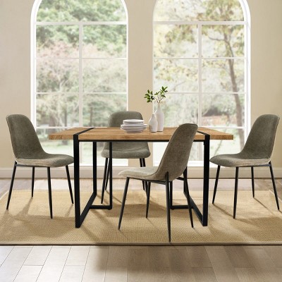 5-Piece Modern Dining Table Set, 59" Rectangular Table with 4 Upholstered Chairs, Space-Saving Kitchen & Dining Room Furniture-Maison Boucle