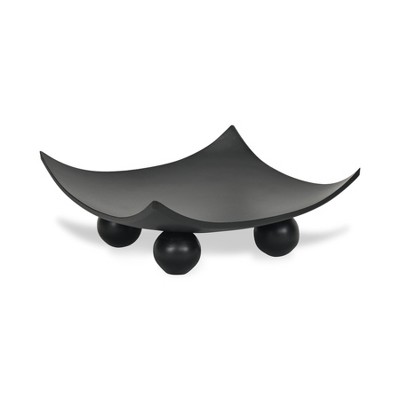 Cheung's Clyne Curved Black Wood Trays on Wood Orbs - Large