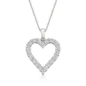 Ross-Simons 0.50 ct. t.w. Diamond Open-Space Heart Pendant Necklace in Sterling Silver - 1 of 3