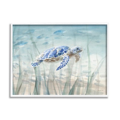 Stupell Industries Baby Sea Turtle Blue Speckled Aquatic Animal Ocean