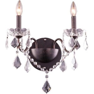 Elegant Lighting St. Francis 2 light Dark Bronze Wall Sconce Clear Royal Cut Crystal - 1 of 3