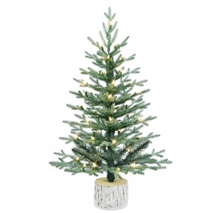 Puleo 36" Pre-lit Potted Arctic Fir Mini Artificial Christmas Tree with COLOR Lights: Indoor/Outdoor, PVC - 1 of 4