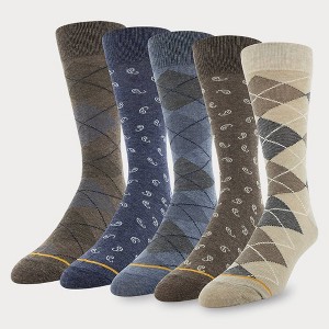 Signature Gold by GOLDTOE Men's Argyle Crew Socks 5pk - Oatmeal 6-12.5 - 1 of 3