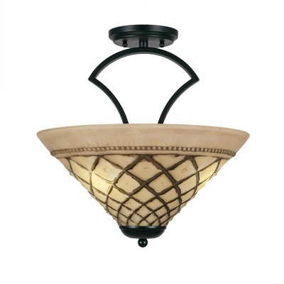 Toltec Lighting Zilo 3 - Light Flush Mount in  Matte Black with 16" Chocolate Icing Shade