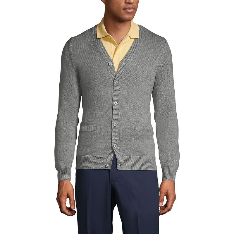 Lands' End School Uniform Men's Cotton Modal Button Front Cardigan Sweater, 3 of 5