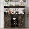 Snynuxx 47" Farmhouse Coffee Bar Cabinet with Shelves and Sliding Barn Door - 2 of 4