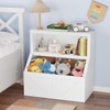 Kids Bookshelf and Toy Storage Organizer – 2-Tier Toddler Bookcase with Storage Cabinet for Playroom Bedroom Living Room Classroom, Grey - 2 of 4