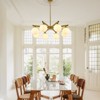 PAKOKULA Mid Century 8-Light Gold Sputnik Chandelier with Milky Glass Globe for Living Room Kitchen Island - 2 of 4