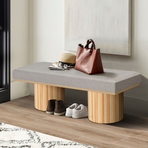 NicBex Storage Bench Upholstered Bench with Chunky Legs Light Grey Boucle Fabric for Bedroom, Entryway, Natural - 1 of 4