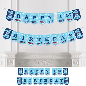 Big Dot of Happiness 1st Birthday Taking Flight - Airplane - Vintage Plane First Birthday Party Bunting Banner Party Decorations - Happy 1st Birthday - 1 of 4