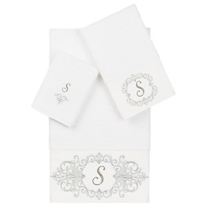 Linum Home Textiles 100% Turkish Cotton MONICA 3PC Embellished Towel Set - 1 of 4