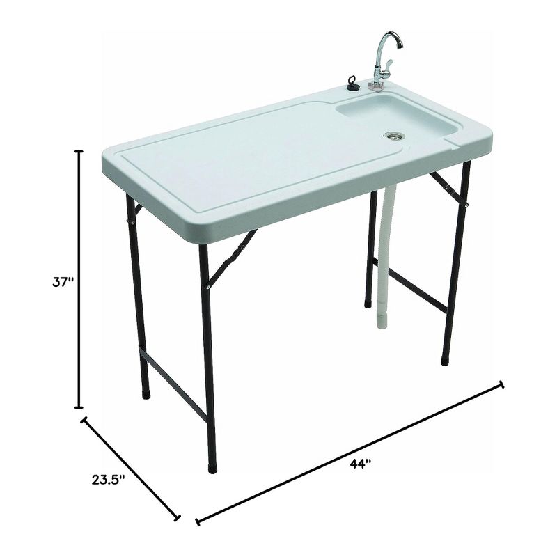Tricam Seek SKFT-44 Outdoor Folding Fish and Game Cleaning Table with Quick Connect Stainless Steel Faucet and Drain Hose, 3 of 7