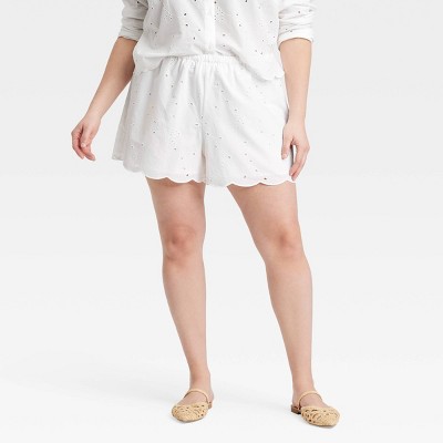 Women's High-Rise Eyelet Boxer Pull-On Shorts - A New Day™