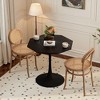 ORRD 31.50"Modern Octagonal Coffee Table with Printed Black Marble Table Top,Metal Base, for Dining Room, Kitchen, Living Room - 2 of 4