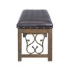 Acme Furniture 56" Raphaela Ottomans and Benches Black Synthetic Leather and Weathered Cherry Finish: Nailhead Trim, Metal Legs - 4 of 4
