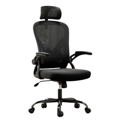 Fontoi Task and Office Chairs, Ergonomic Chair with Flip-up Armrests and Adjustable Lumbar Support for Home Office, Black, 23.43"*56.69"*23.43"