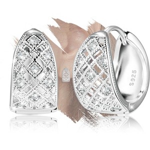 Sterling Silver Filigree Hoops with Zirconia - 1 of 4